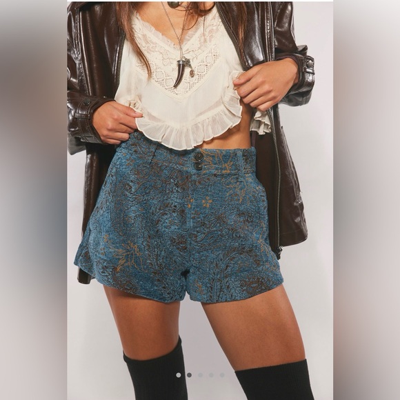 Free People Marina Jacquard Shorts in Blue Combo